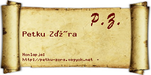 Petku Zóra névjegykártya